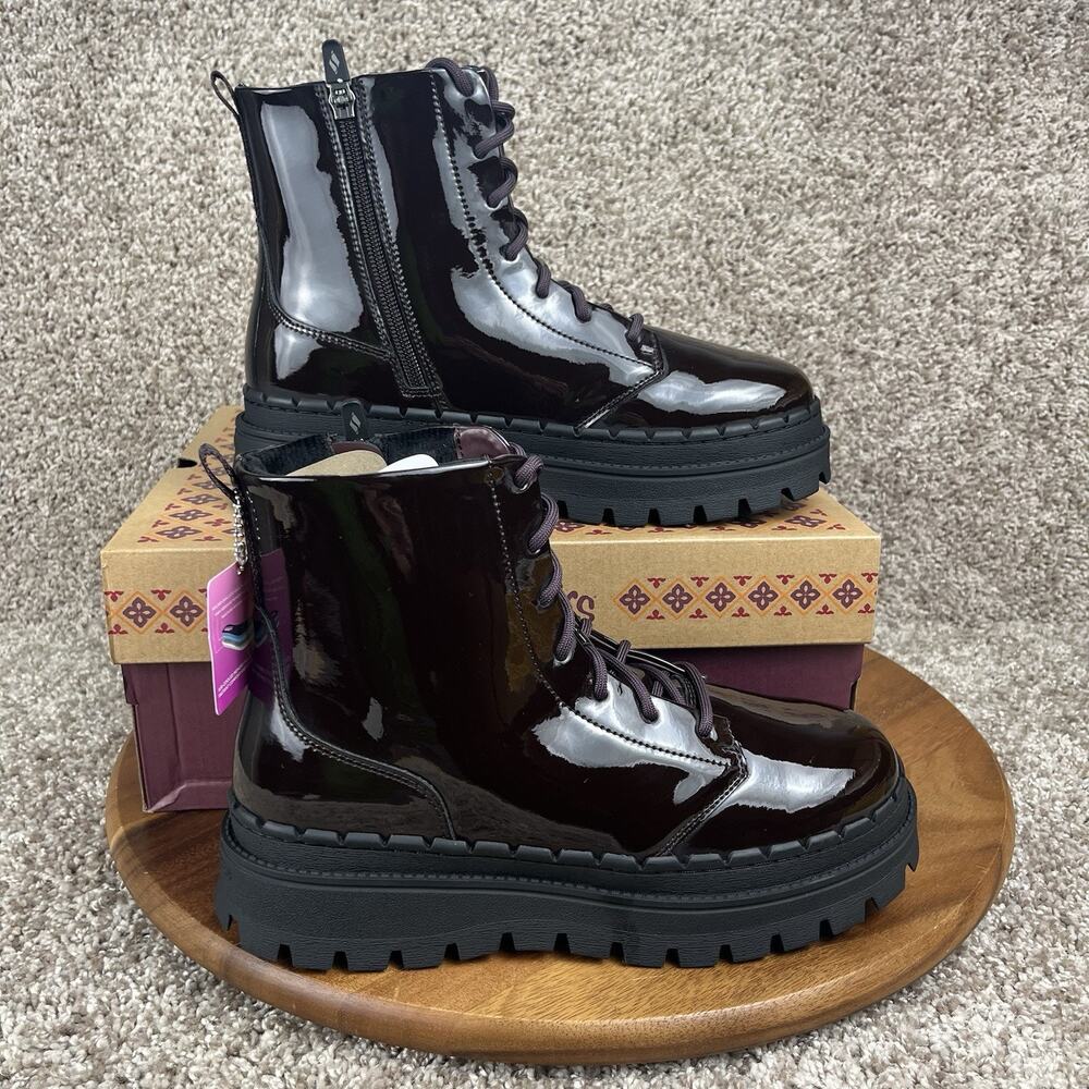 Skechers Women's Jammers Cool Blocker Ankle Boots Size 8.5 Burgundy Combat Shoes